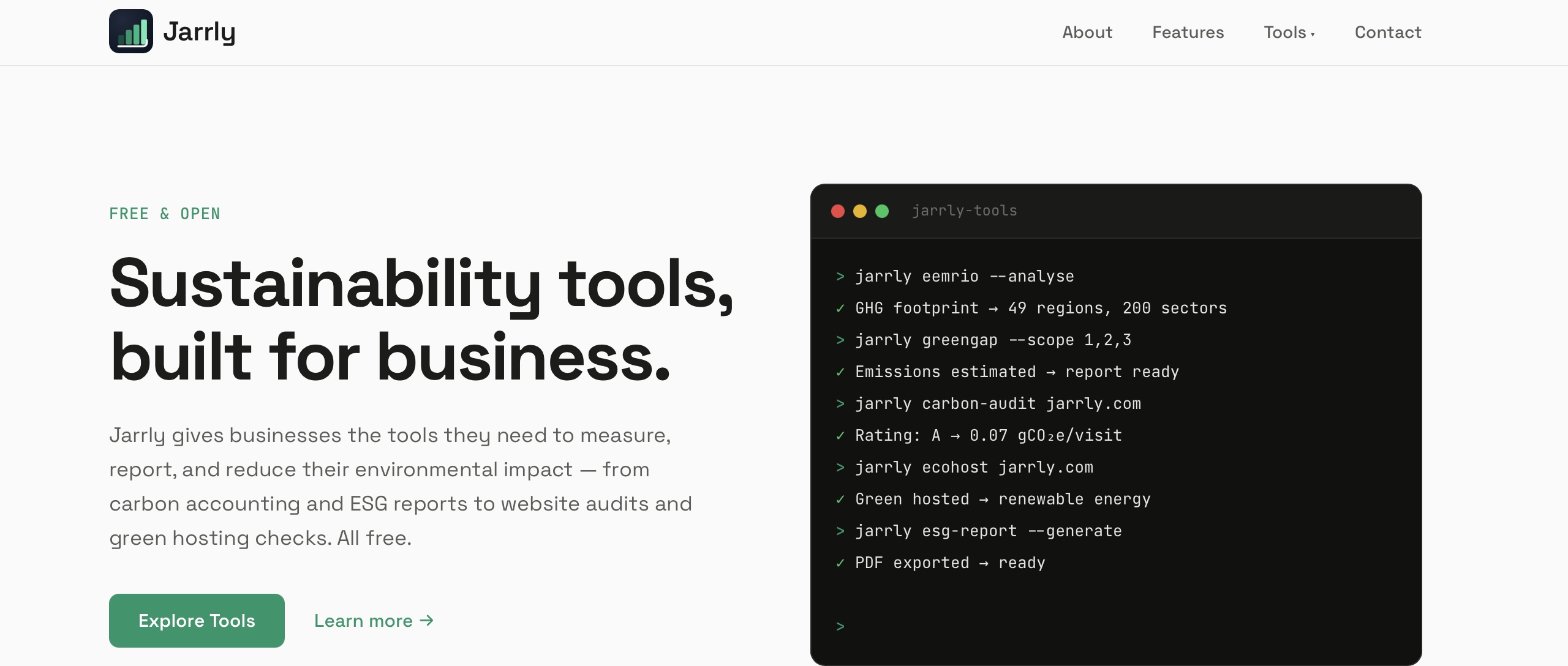 Jarrly — free sustainability tools for businesses